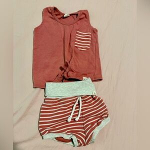 Lulu&Roo pink Striped Tank and Shorts Set